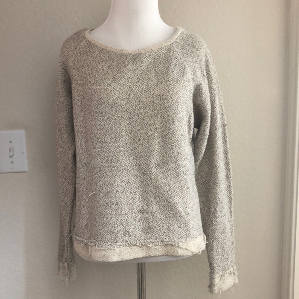 Zara Grey Distressed Hem Crewneck
